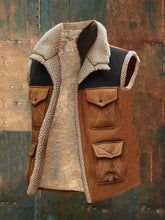 Herren Retro Patchwork lässig ärmellose Jacke